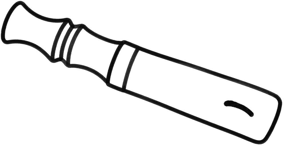 Black and white line drawing of a vape device